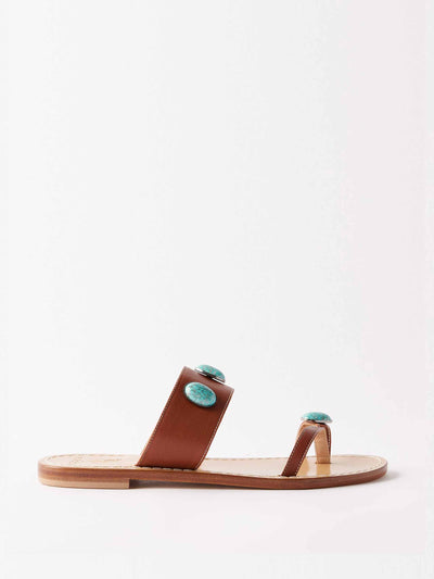 Fortela Leather flat sandals at Collagerie