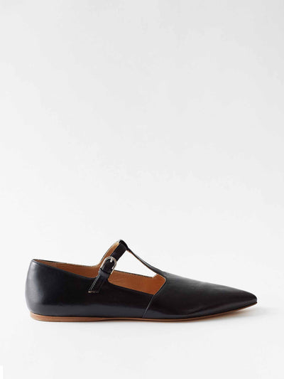 Gabriela Hearst Black point-toe leather ballet flats at Collagerie