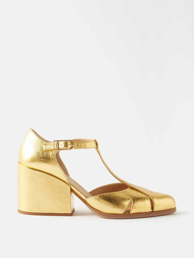 Gabriela Hearst Hawes metallic Mary Jane pumps at Collagerie