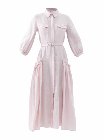 Gabriela Hearst Belted linen shirt dress at Collagerie