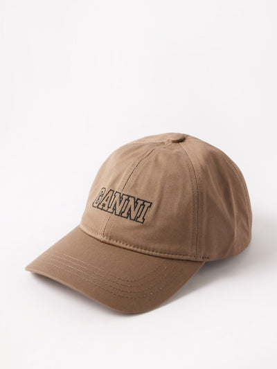 Ganni Logo-embroidered organic cotton-twill cap at Collagerie