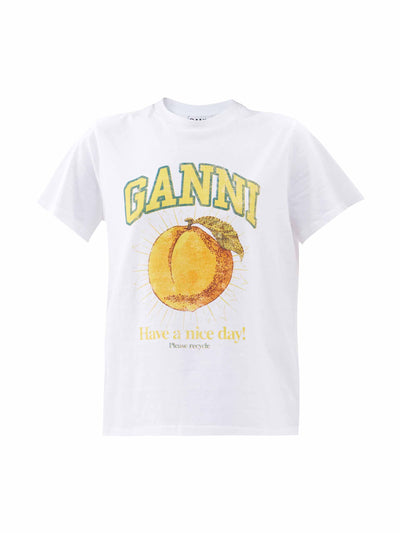 GANNI White peach t-shirt at Collagerie