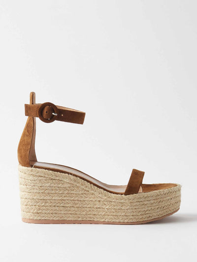 Gianvito Rossi Brown Espadrille 45 suede wedge sandals at Collagerie