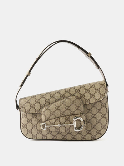 Gucci 1955 Horsebit GG Supreme asymmetric shoulder bag at Collagerie