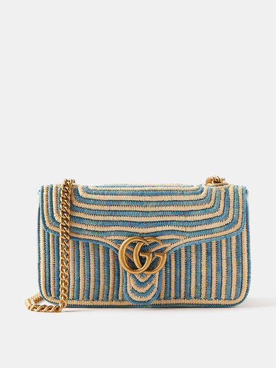 Gucci Blue raffia shoulder bag at Collagerie