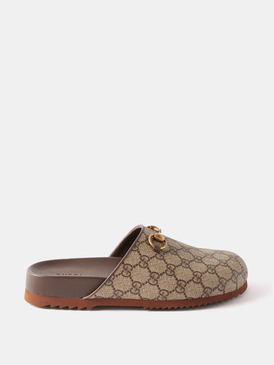 Gucci Horsebit GG-Supreme canvas backless loafers at Collagerie