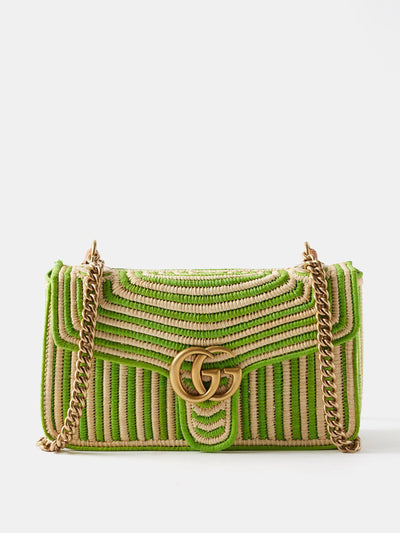 Gucci GG Marmont raffia shoulder bag at Collagerie