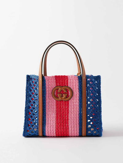 Gucci Interlocking G faux-raffia tote bag at Collagerie