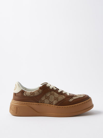 Gucci GG-jacquard canvas and leather trainers at Collagerie