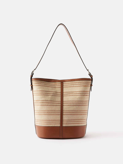 Hunting Season Large striped  leather-trim tote bag at Collagerie