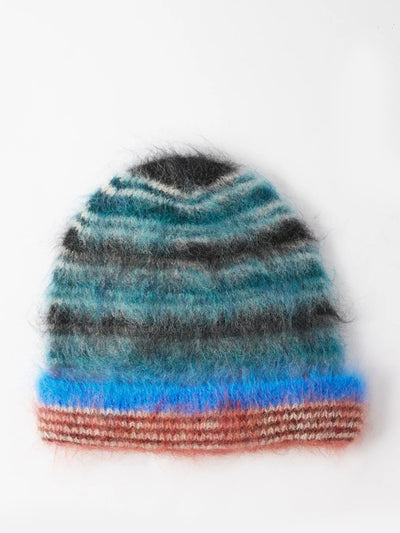 Isabel Marant Striped brushed mohair-blend beanie hat at Collagerie