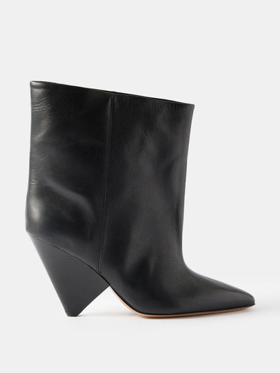 Isabel Marant Black pointed-toe leather boots at Collagerie