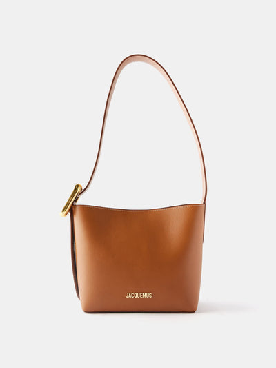 Jacquemus Brown small leather tote bag at Collagerie