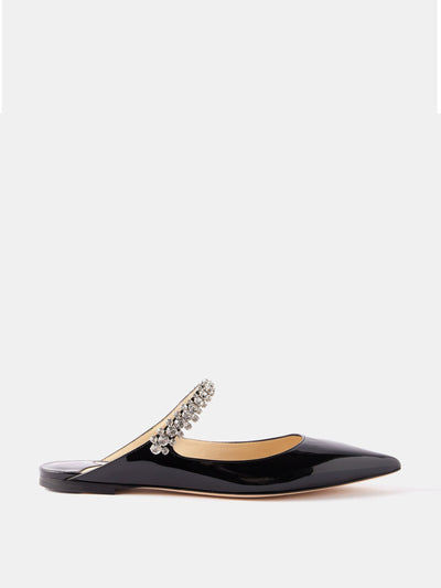 Jimmy Choo Bing embellished point-toe patent-leather flats at Collagerie