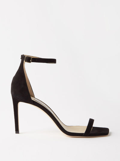 Jimmy Choo Black suede heeled sandals at Collagerie