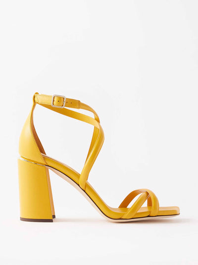 Jimmy Choo Yellow leather block heels at Collagerie