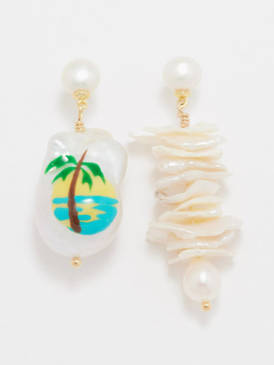 Joolz By Martha Calvo Verano pearl mismatched gold-plated earrings at Collagerie