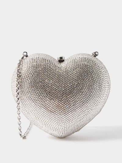 Judith Leiber Crystal heart clutch bag at Collagerie