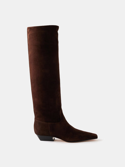 Khaite Marfa 25 suede knee-high boots at Collagerie