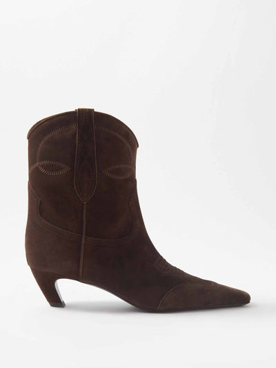 Khaite Dallas pointed-toe suede boots at Collagerie