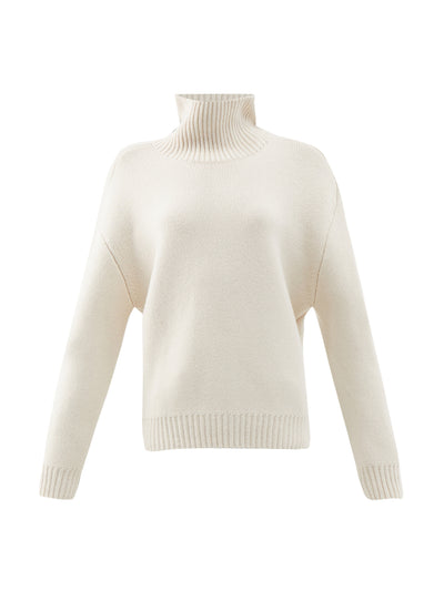 Khaite Cream oversized high-neck cashmere sweater at Collagerie