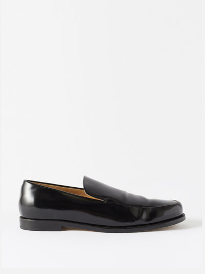Khaite Black patent-leather loafers at Collagerie
