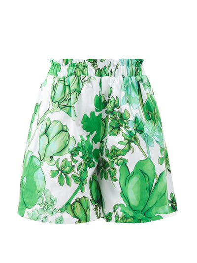 Kika Vargas Green azalea-print cotton-blend shorts at Collagerie