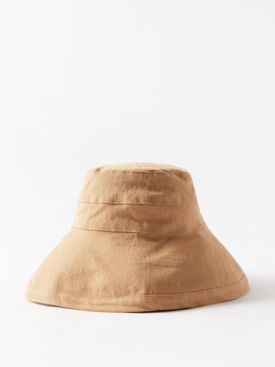 Kilometre Paris Beige embroidered cotton-canvas bucket hat at Collagerie