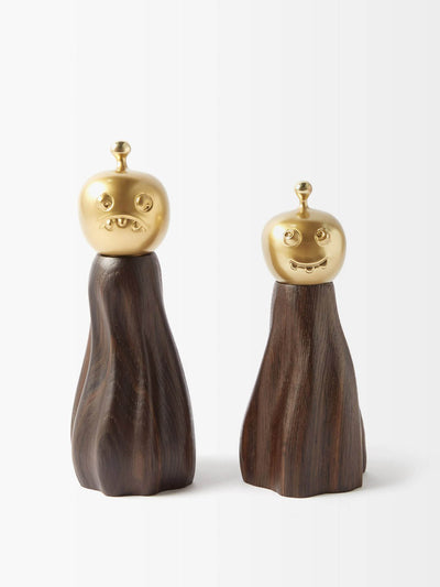 L’Objet x Haas Brothers Wood and 24kt gold salt and pepper mills at Collagerie