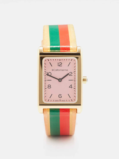 Lacalifornienne Striped leather & gold-plated watch at Collagerie