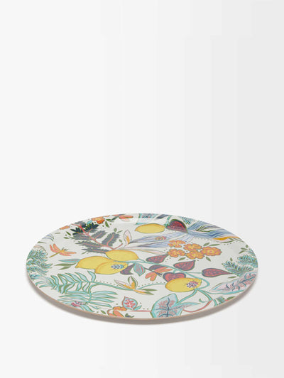 La Double J Botanical printed round tray at Collagerie