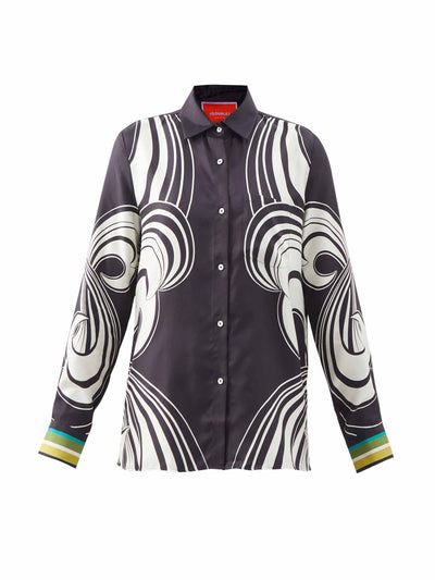 la doublej Printed-twill shirt at Collagerie