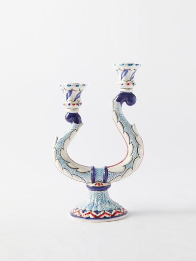 Les Ottomans Turquerie hand-painted ceramic candlestick holder at Collagerie