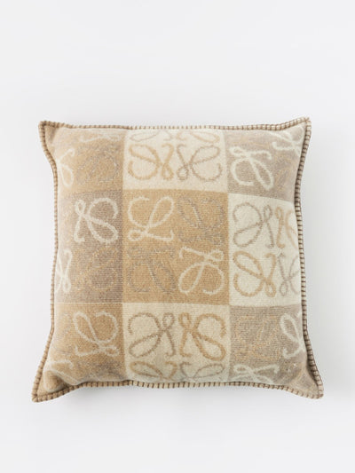 Loewe Checkerboard anagram jacquard wool blend cushion at Collagerie