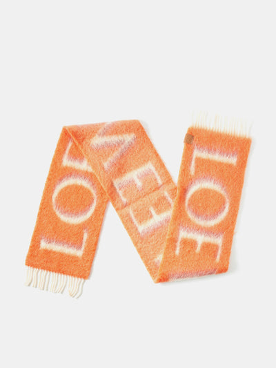 Loewe Logo-jacquard mohair-blend scarf at Collagerie