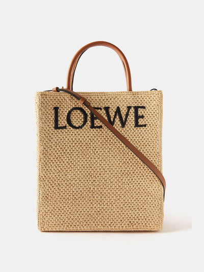 Shopping embroidered raffia tote