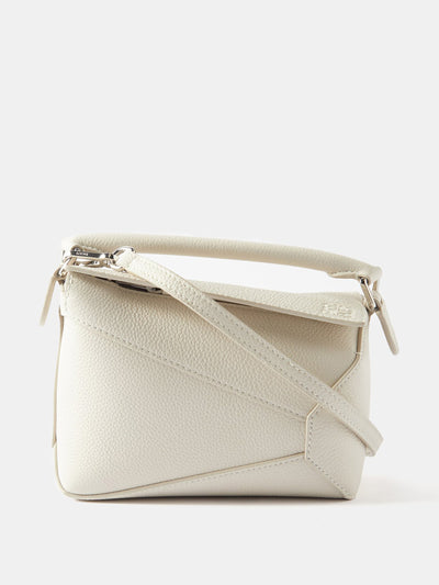 Loewe White mini grained-leather cross-body bag at Collagerie