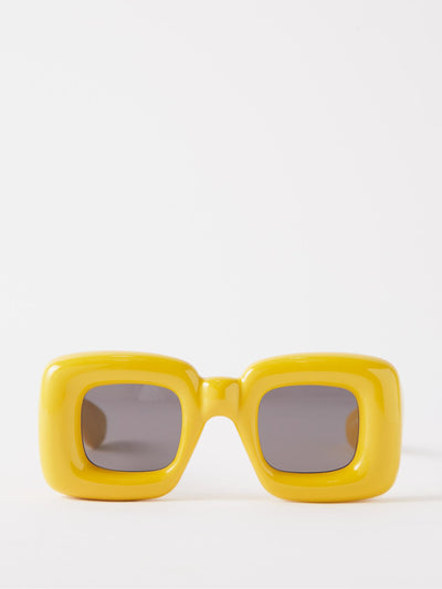 Loewe Eyewear Yellow acetate squared rim sunglasses at Collagerie