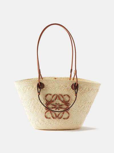 Loewe Anagram-logo leather-trim woven basket bag at Collagerie