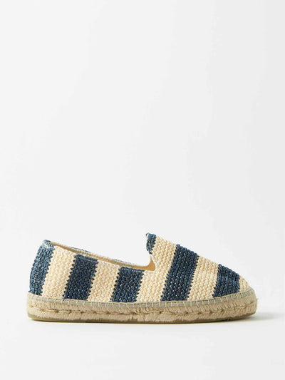 Manebí Navy striped woven-linen espadrilles at Collagerie