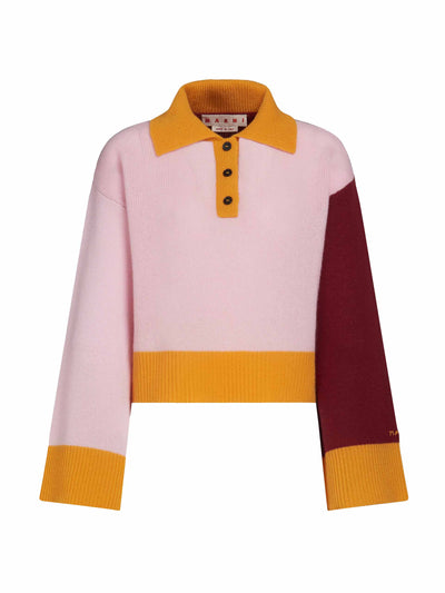 Marni Colour-block cashmere-blend polo sweater at Collagerie