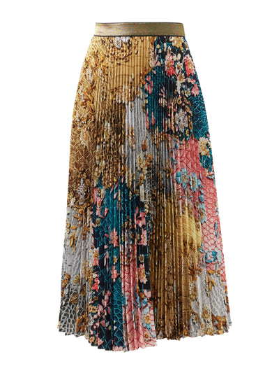 Mary Katrantzou Floral-print pleated-crepe de Chine midi skirt at Collagerie