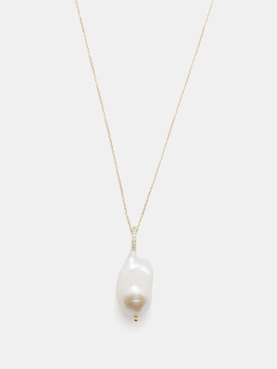 Mateo Diamond and baroque pearl 14kt gold necklace at Collagerie