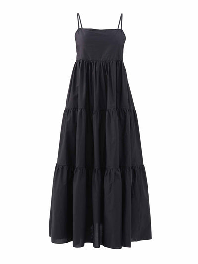 Matteau Black square-neck backless cotton maxi dress at Collagerie