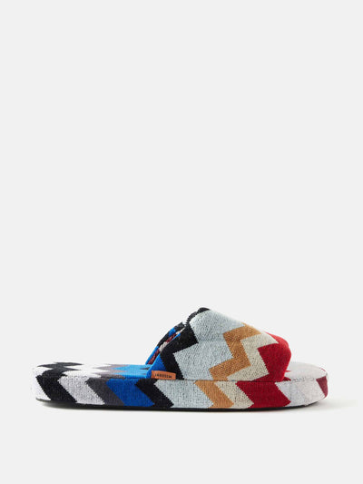 Missoni Multicoloured zigzag cotton slippers at Collagerie