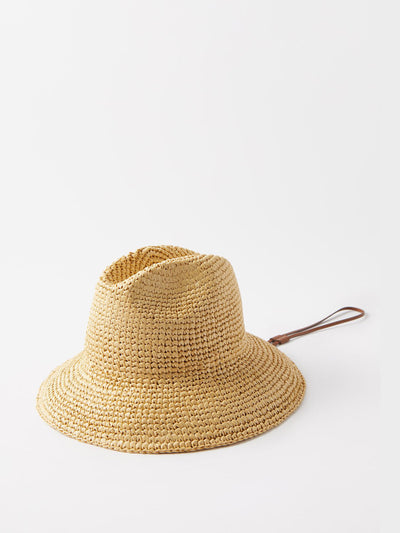 Miu Miu Logo-embroidered faux-raffia hat at Collagerie