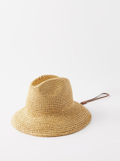 Miu Miu Logo-embroidered faux-raffia hat at Collagerie