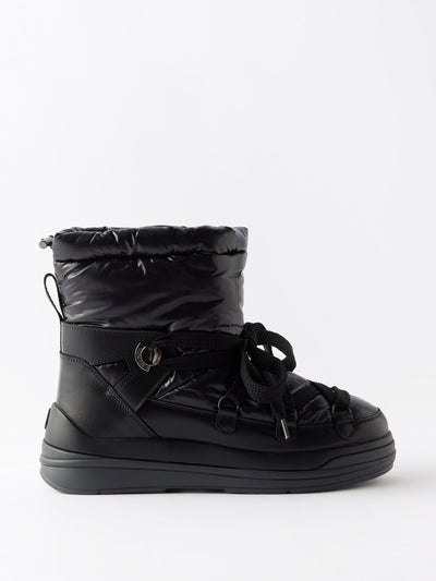 Moncler Black leather and shell boots at Collagerie