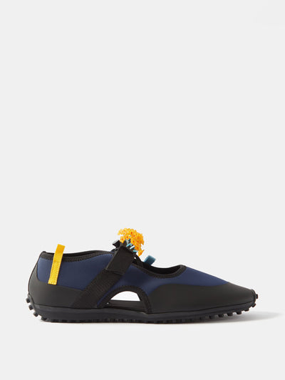 Cecilie Bahnsen Navy beaded cutout neoprene ballet flats at Collagerie