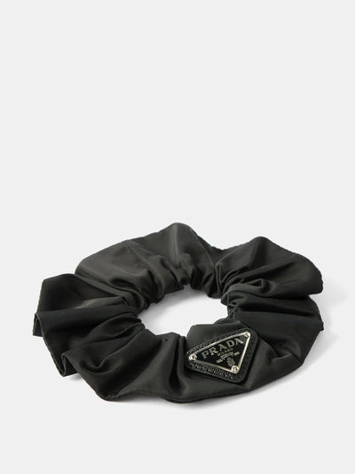 Prada Logo-plaque black scrunchie at Collagerie